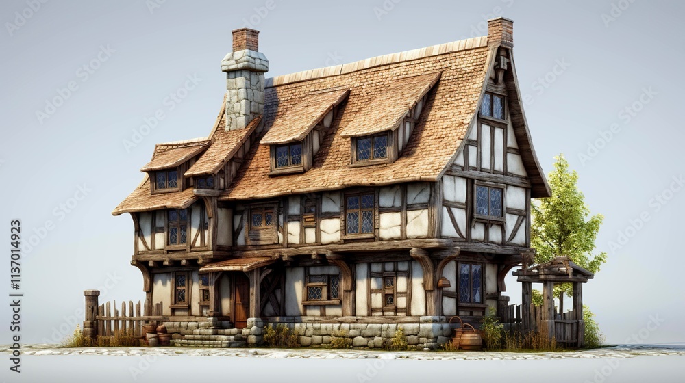 A photo of a house with a timber frame. A photo of a house with a timber frame.