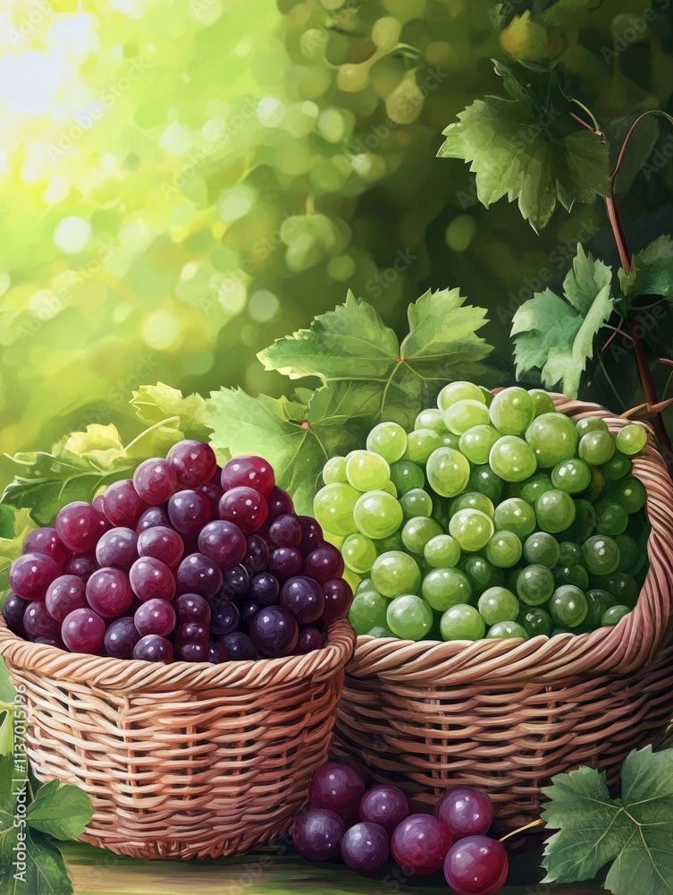 red and green grapes served in baskets background red and green grapes served in baskets background