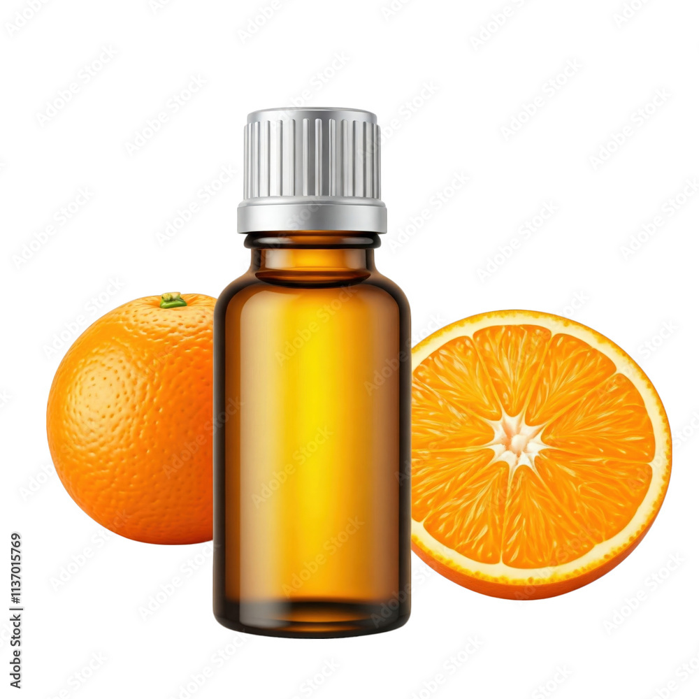 Orange essential oil in a bottle isolated on transparent background png Orange essential oil in a bottle isolated on transparent background png