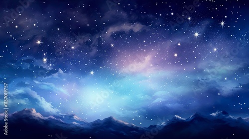 A photo of a night sky watercolor painting