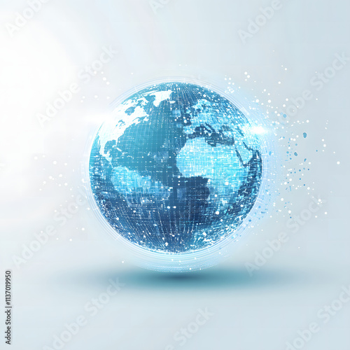 Digital Globe with Pixel Effect for Technology and Global Network Concepts