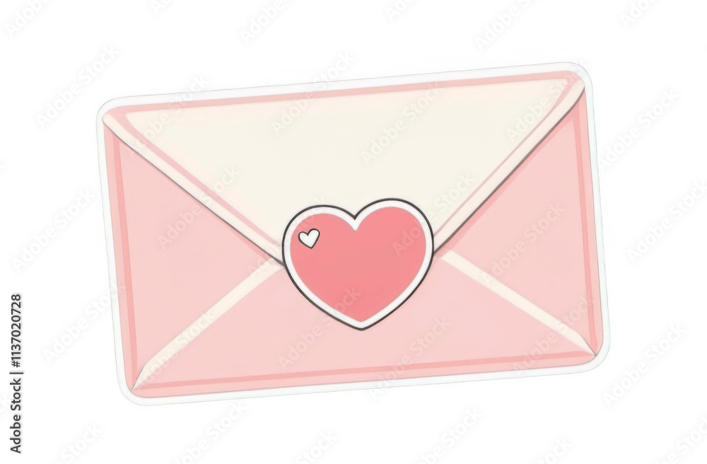 Fun pink envelope sticker with a heart illustration design Fun pink envelope sticker with a heart illustration design