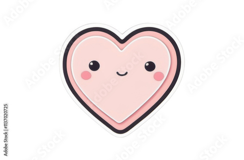 Charming heart sticker with a happy smiling face