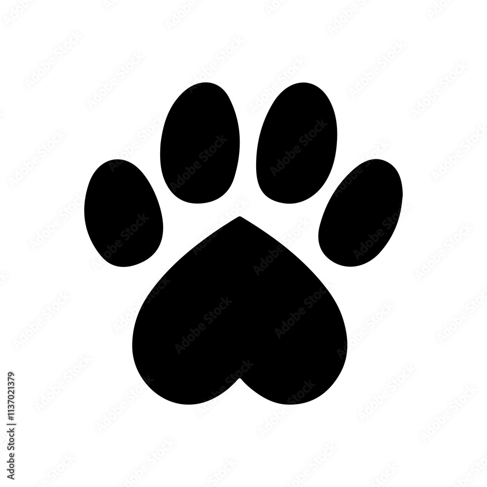 Dog paw print clip art design on plain white transparent isolated background for card, shirt, hoodie, sweatshirt, apparel, card, tag, mug, icon, poster or badge