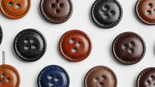 Colorful Leather Buttons: A Collection of Textures and Styles for Sewing and Craft Projects photo