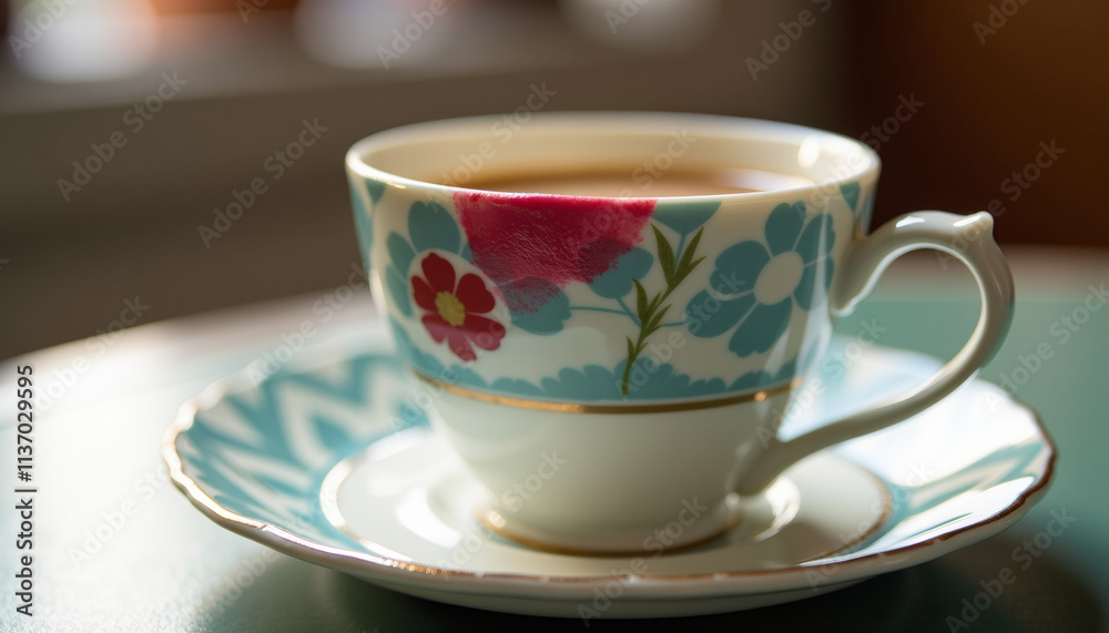 Beautiful Floral Tea Cup with a Touch of Pink Beautiful Floral Tea Cup with a Touch of Pink