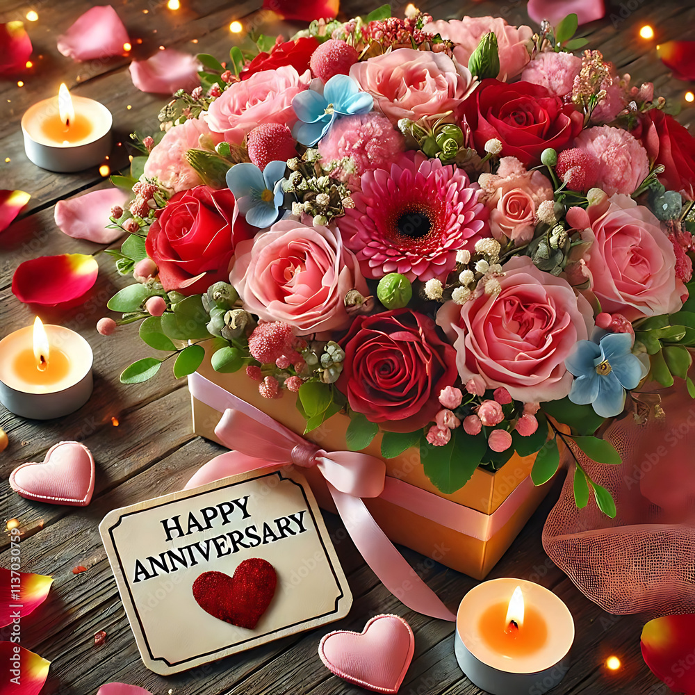 Happy Anniversary greeting card with roses
Happy Anniversary greeting card with roses