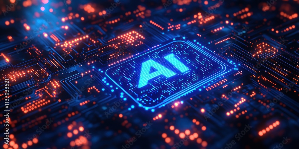 Obraz premium AI Chipset: Artificial Intelligence on a Microchip