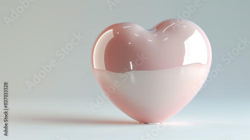 A smooth and simple heart, cast in soft pastel hues, resting on a clean white surface with a slight shadow beneath.