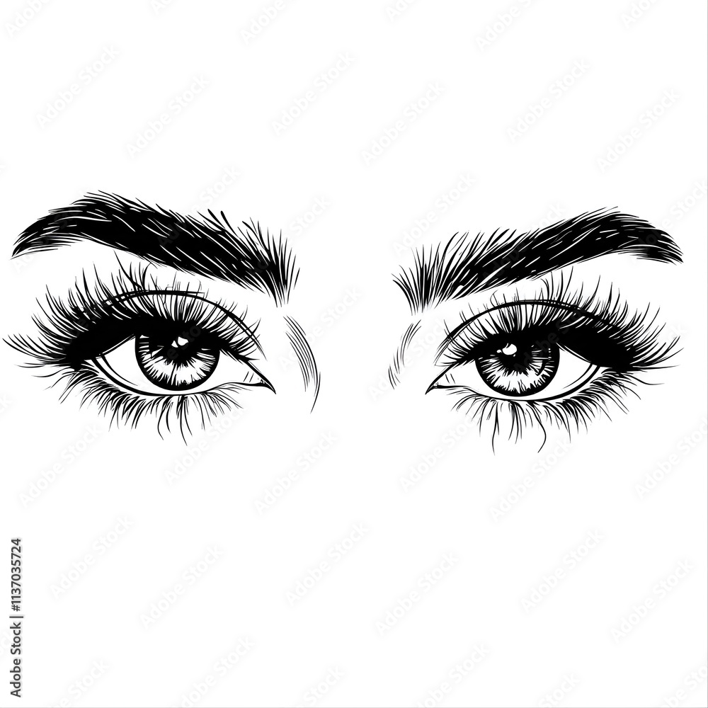 Coloring page Doll eyes with details on eyelashes and makeup Coloring page Doll eyes with details on eyelashes and makeup
