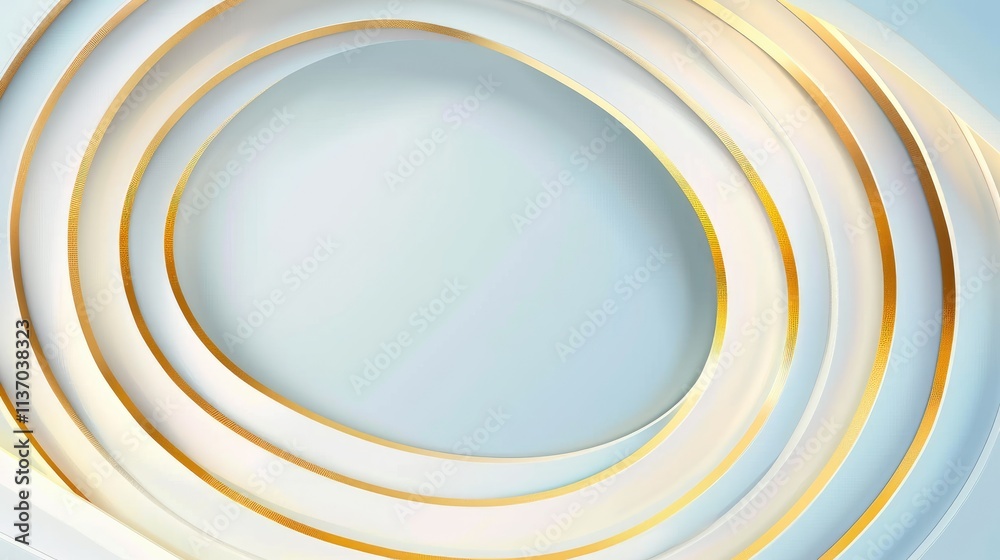 Obraz premium Abstract design featuring layered curves with a golden edge on a soft background.