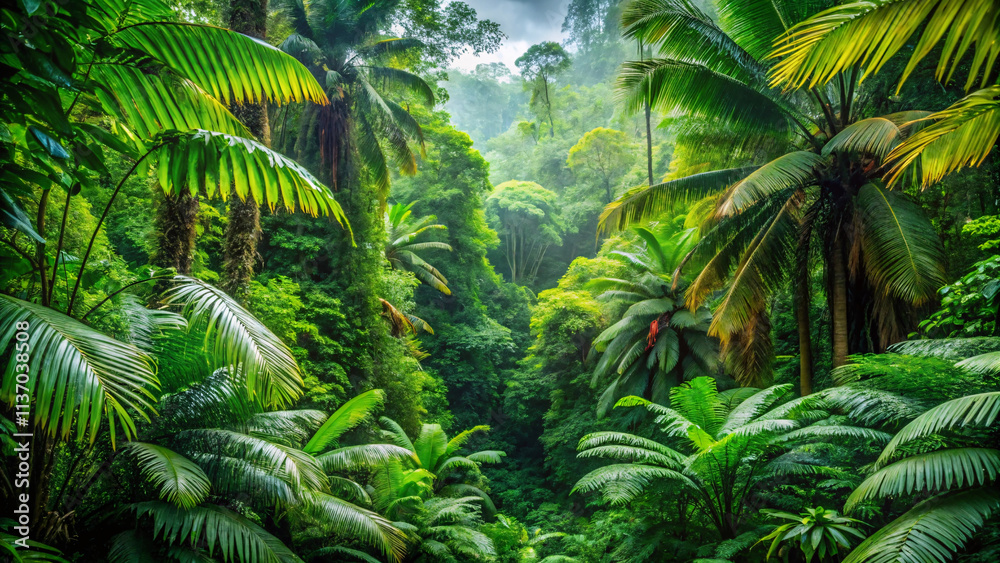 Tropical Rainforest with Lush Foliage Tropical Rainforest with Lush Foliage