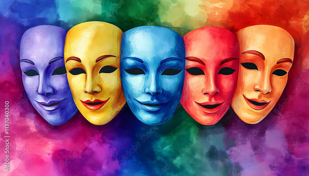 Obraz premium An illustration of colorful drama masks