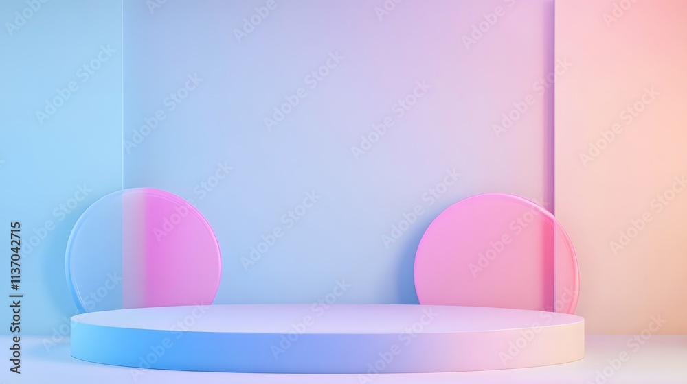 Pastel Pink and Blue Cylindrical Display Platform Pastel Pink and Blue Cylindrical Display Platform