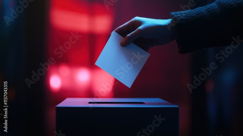 Hand bei nächtlicher Stimmabgabe