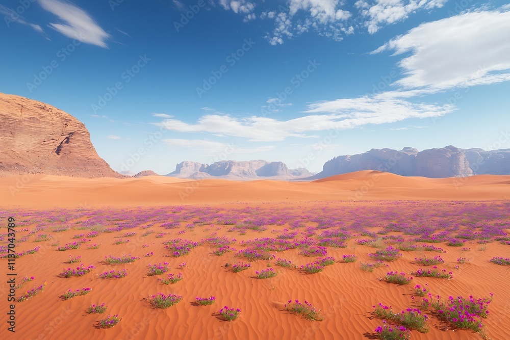 Fototapeta premium Thriving Desert Landscape with Dramatic Geological Formations and Resilient Flora