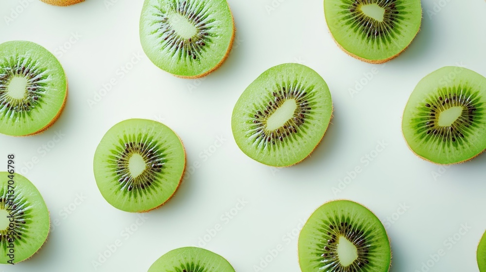Fototapeta premium a row of very fresh and tempting kiwi fruit