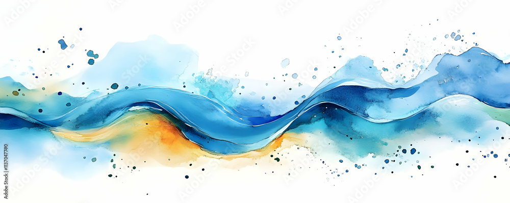 Abstract Watercolor Ocean Wave Background Abstract Watercolor Ocean Wave Background