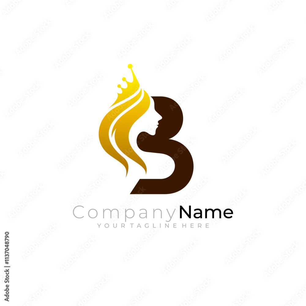 Queen logo and letter B design combination salon icons Queen logo and letter B design combination salon icons
