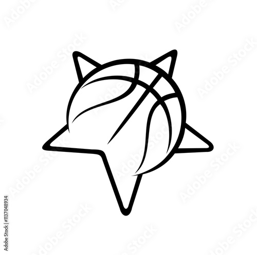 basketball logo with star icon combination