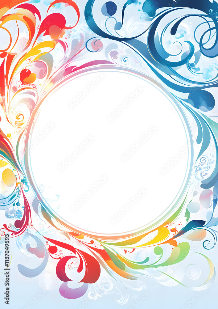 Colorful Abstract Swirl Frame Background with Vibrant Artistic Design Colorful Abstract Swirl Frame Background with Vibrant Artistic Design