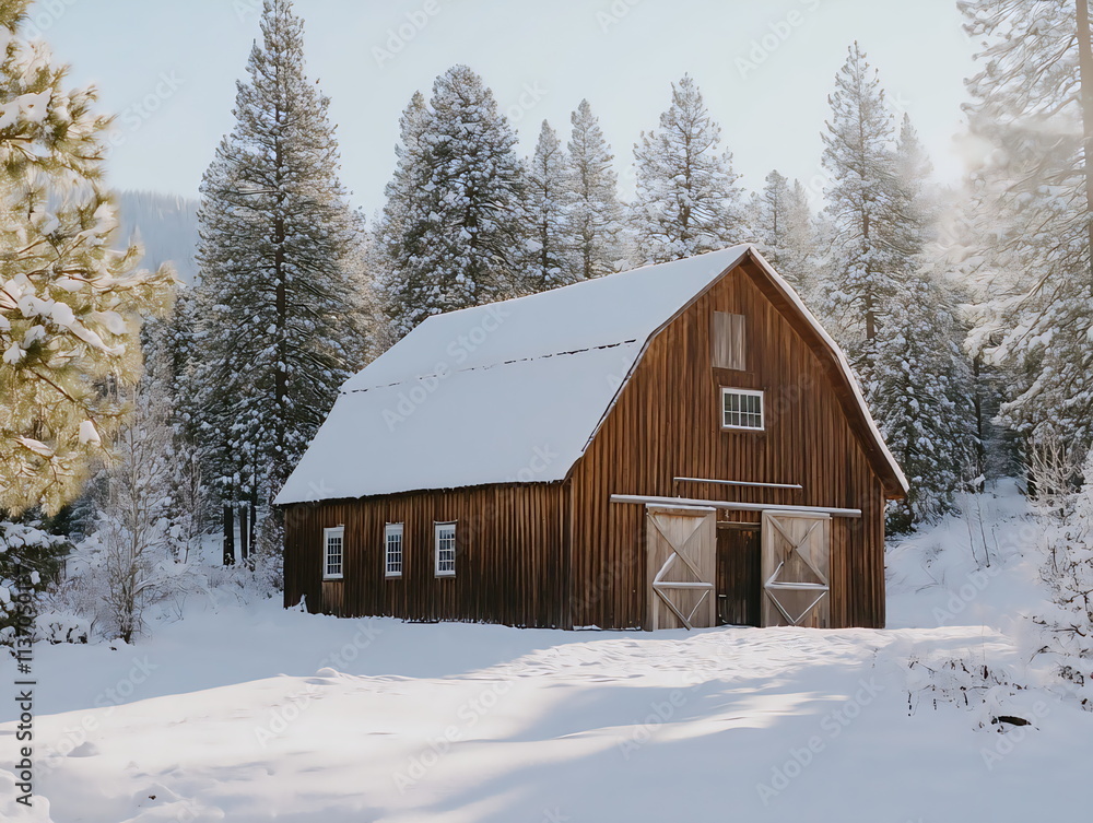 old barn in winter