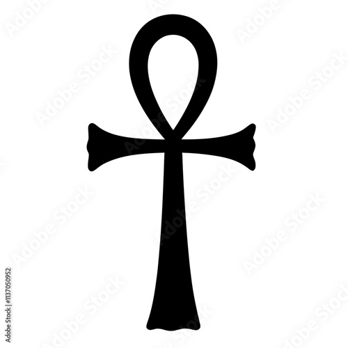 Ankh Hieroglyph Silhouette on White Background