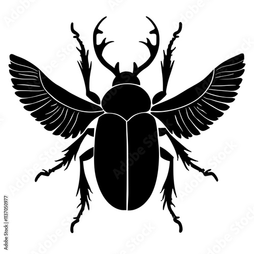 Black Scarab Beetle Hieroglyph Illustration