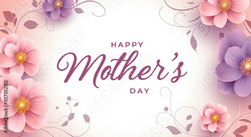 Happy Mother's Day greeting with beautiful floral decorations