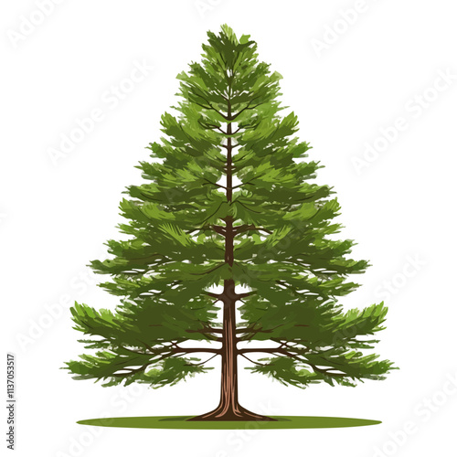 Flat vector bald cypress tree, isolated on a white background.

