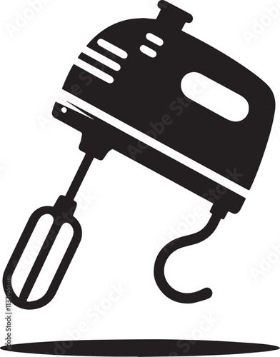 Hand Mixer Silhouette line art vector illustration on white background