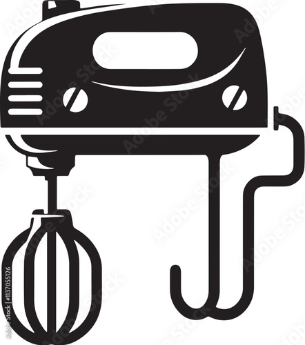 Hand Mixer Silhouette line art vector illustration on white background