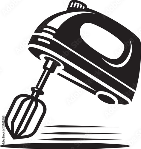 Hand Mixer Silhouette line art vector illustration on white background