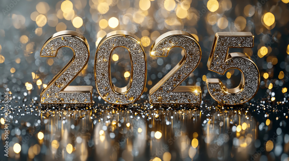 New year celebration 2025 sparkling countdown event with golden decorations and lights New year celebration 2025 sparkling countdown event with golden decorations and lights