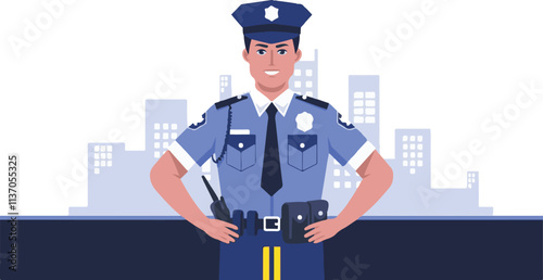 flat vector police character