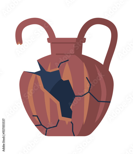 Broken ancient amphora vector illustration