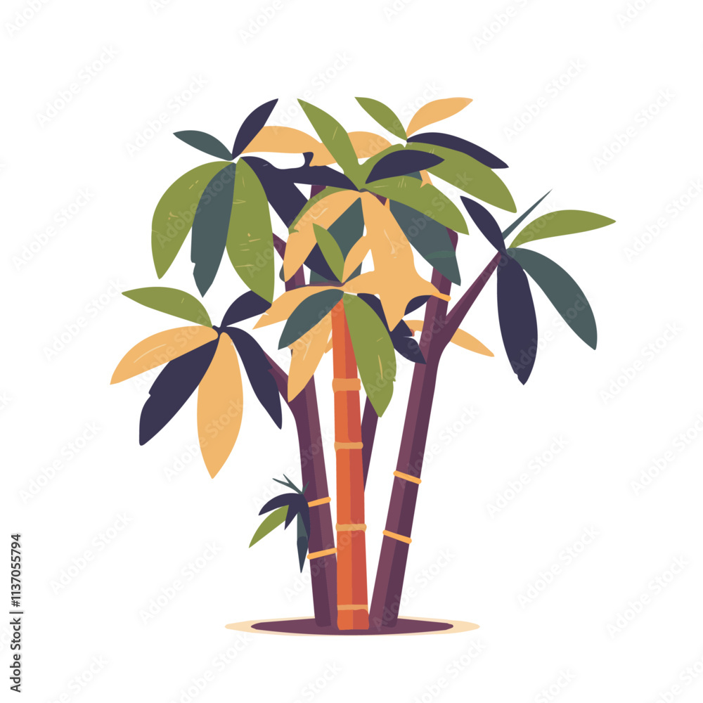 Flat vector bamboo tree, isolated on a white background.
Flat vector bamboo tree, isolated on a white background.