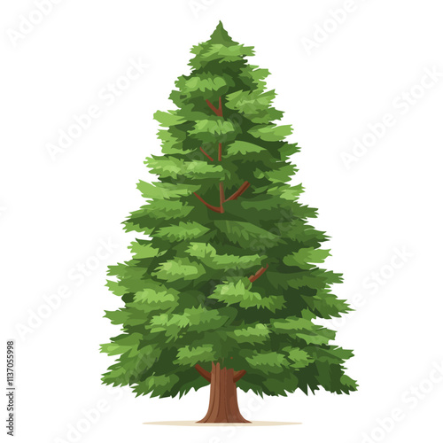 Flat vector cedar tree, isolated on a white background.

