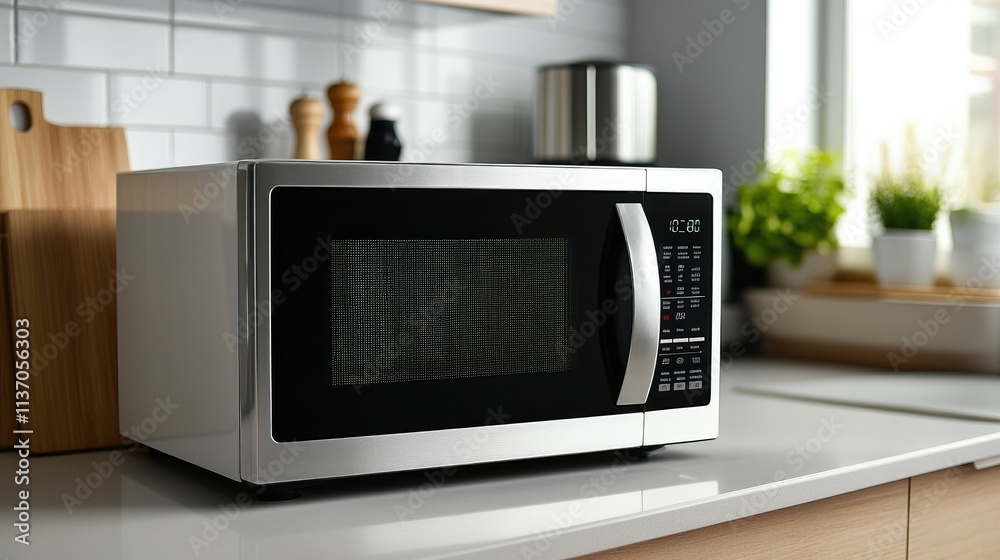 Modern Kitchen Microwave Oven on Counter with Stylish Decor Modern Kitchen Microwave Oven on Counter with Stylish Decor