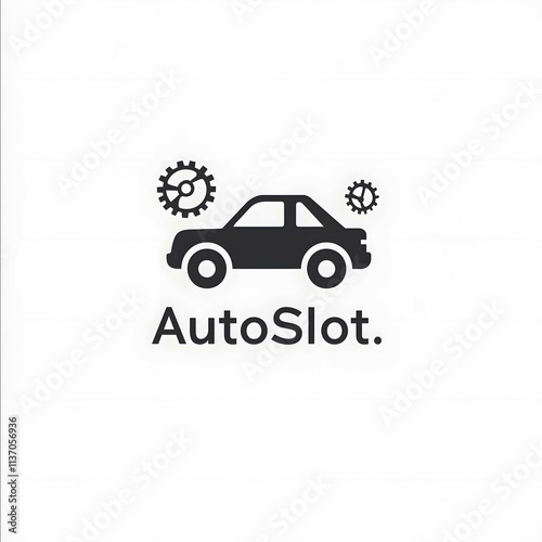 Design a simple logo for a website named AutoSlot The logo should convey the theme of car maintenance appointments Use clean lines and a modern font with a minimalisti photo