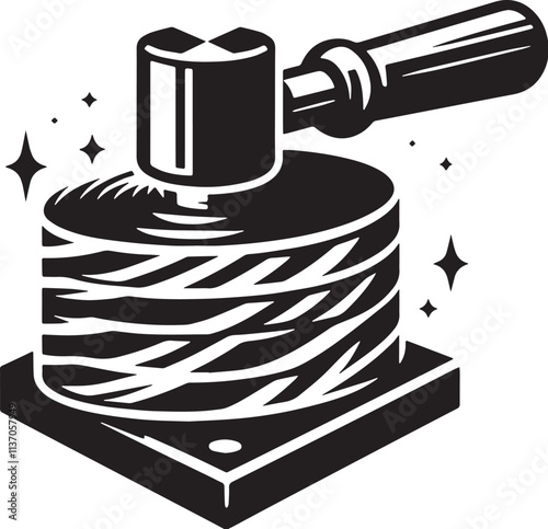 Honing Steel Silhouette line art vector illustration on white background