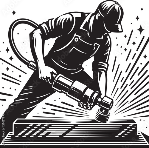 Honing Steel Silhouette line art vector illustration on white background