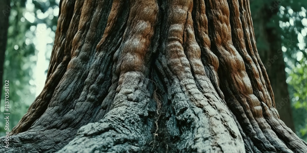Ancient tree base, textured bark, forest Ancient tree base, textured bark, forest