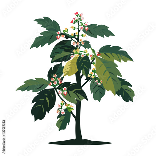 Flat vector horse chestnut tree, isolated on a white background.

