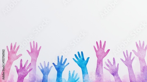 Horizontal watercolor banner showing a silhouette of hands reaching out to a woman, illustrating themes of support against sexual harassment