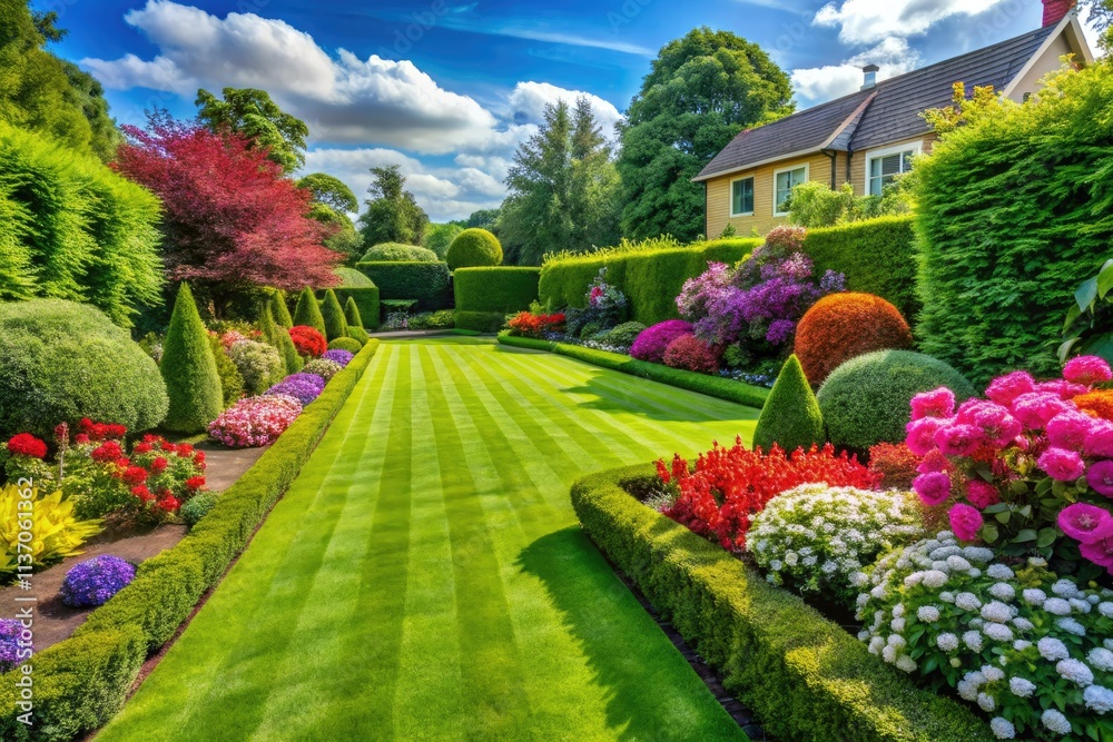 Obraz premium Lush lawns, expertly manicured. Reliable landscaping, mowing, & garden services. Call today!