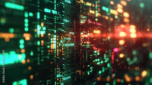 Wallpaper Mural Digital stock ticker display, close up, focus on, copy space, glowing neon details, double exposure silhouette with global economy Torontodigital.ca