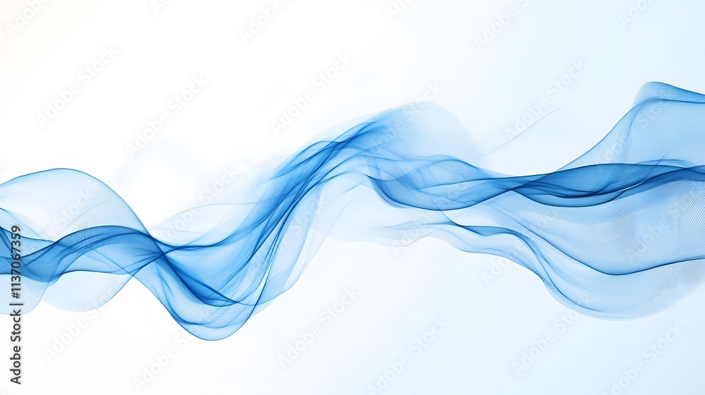 Abstract Blue Waves Flowing Gently Across White Background Abstract Blue Waves Flowing Gently Across White Background