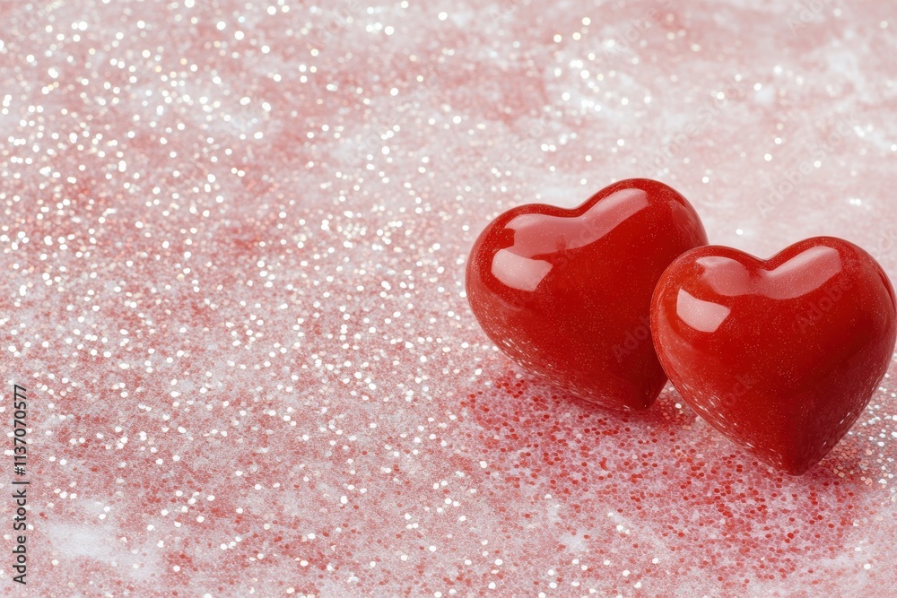 Two glossy red hearts on a vibrant pink background embody love and romance, symbolizing Valentines Day and cherished moments couples share, celebrating intimacy in delightful ways Two glossy red hearts on a vibrant pink background embody love and romance, symbolizing Valentines Day and cherished moments couples share, celebrating intimacy in delightful ways