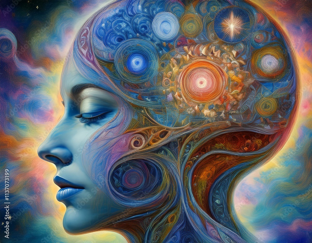Various landscapes and similar images in the human brain region. Portraits of people. Images created with artificial intelligence.
Various landscapes and similar images in the human brain region. Portraits of people. Images created with artificial intelligence.